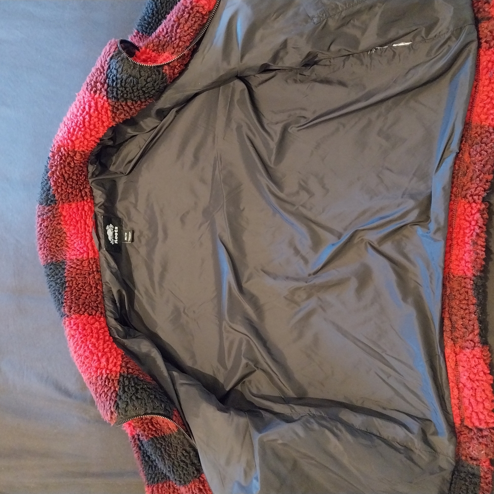 Women's Red and Black Sherpa Jacket